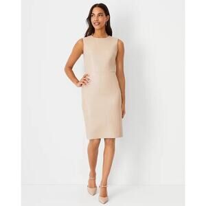 Ann Taylor Faux Leather Sleeveless Sheath Dress Tan Beige Size 2 NWT